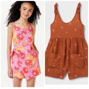Girls Floral and Solid Romper Set size large